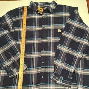 Carhartt Men's 4XL Flannel Rugged Flex Relaxed Midweight Long Sleeve Blue (B1)